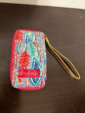 Lilly Pulitzer Coral Reef Print Wristlet - Red, Blue, Teal, Gold, White